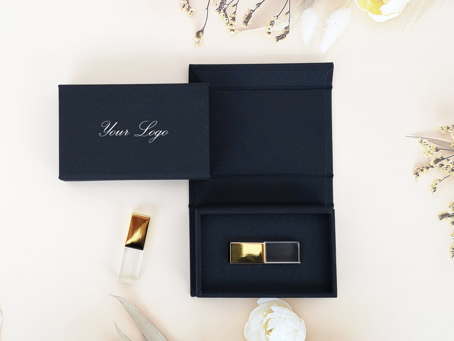Black USB Linen Box
