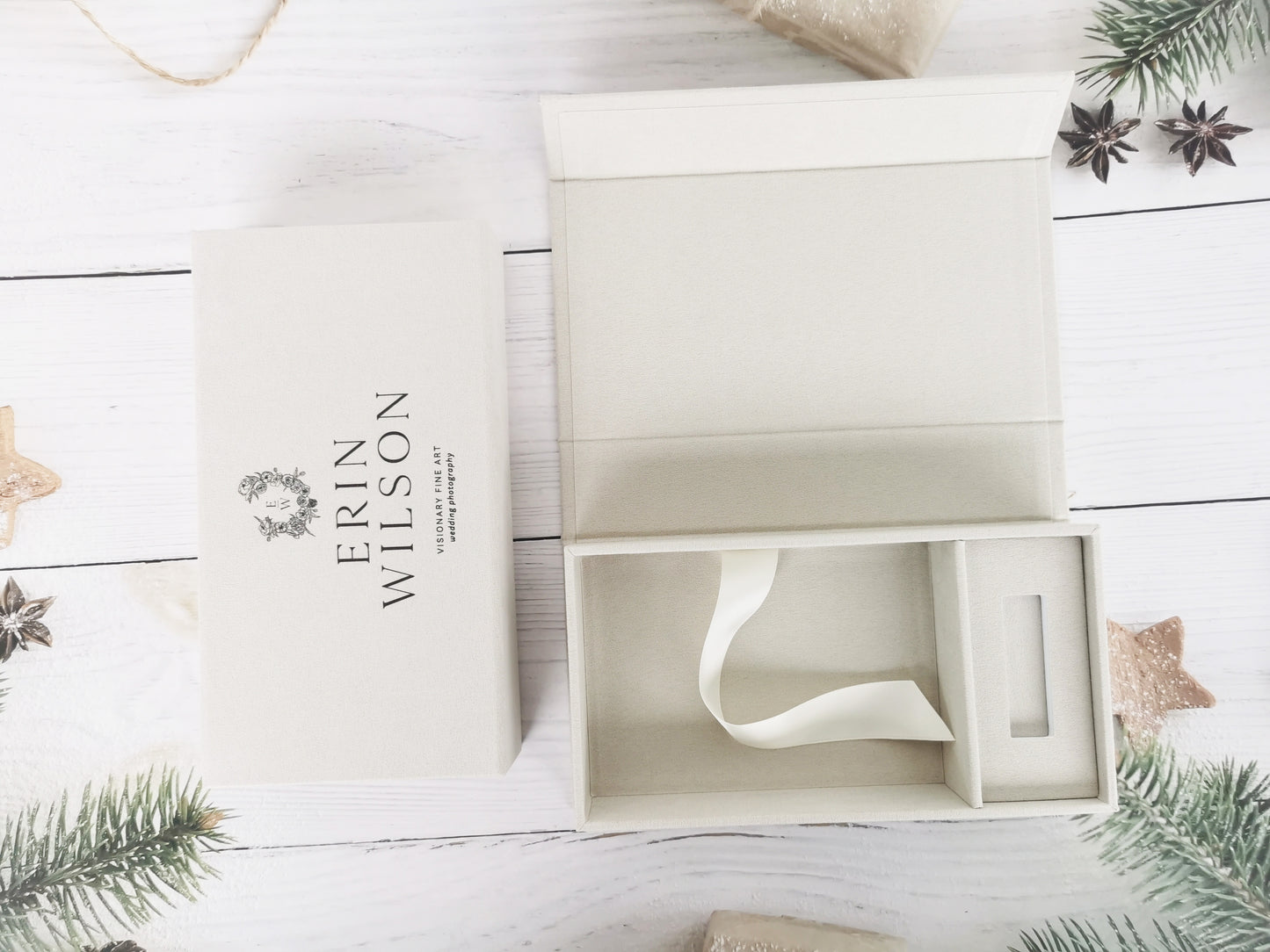 4*6 inch (10X15CM) Beige Photo USB Linen Box